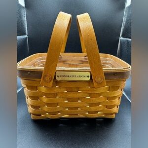 VTG 2004 Longaberger Little Market Set Congratulations 10” retired Basket